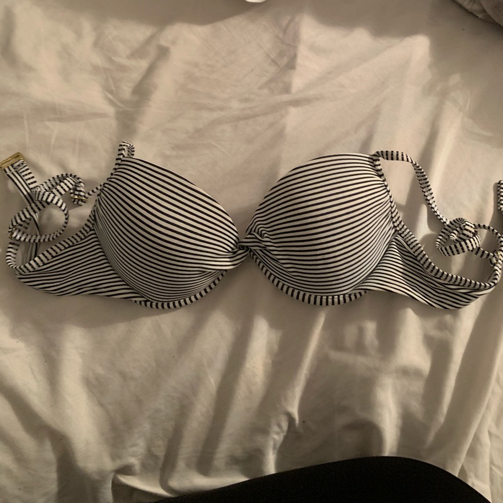 Blue and white stripped bikini